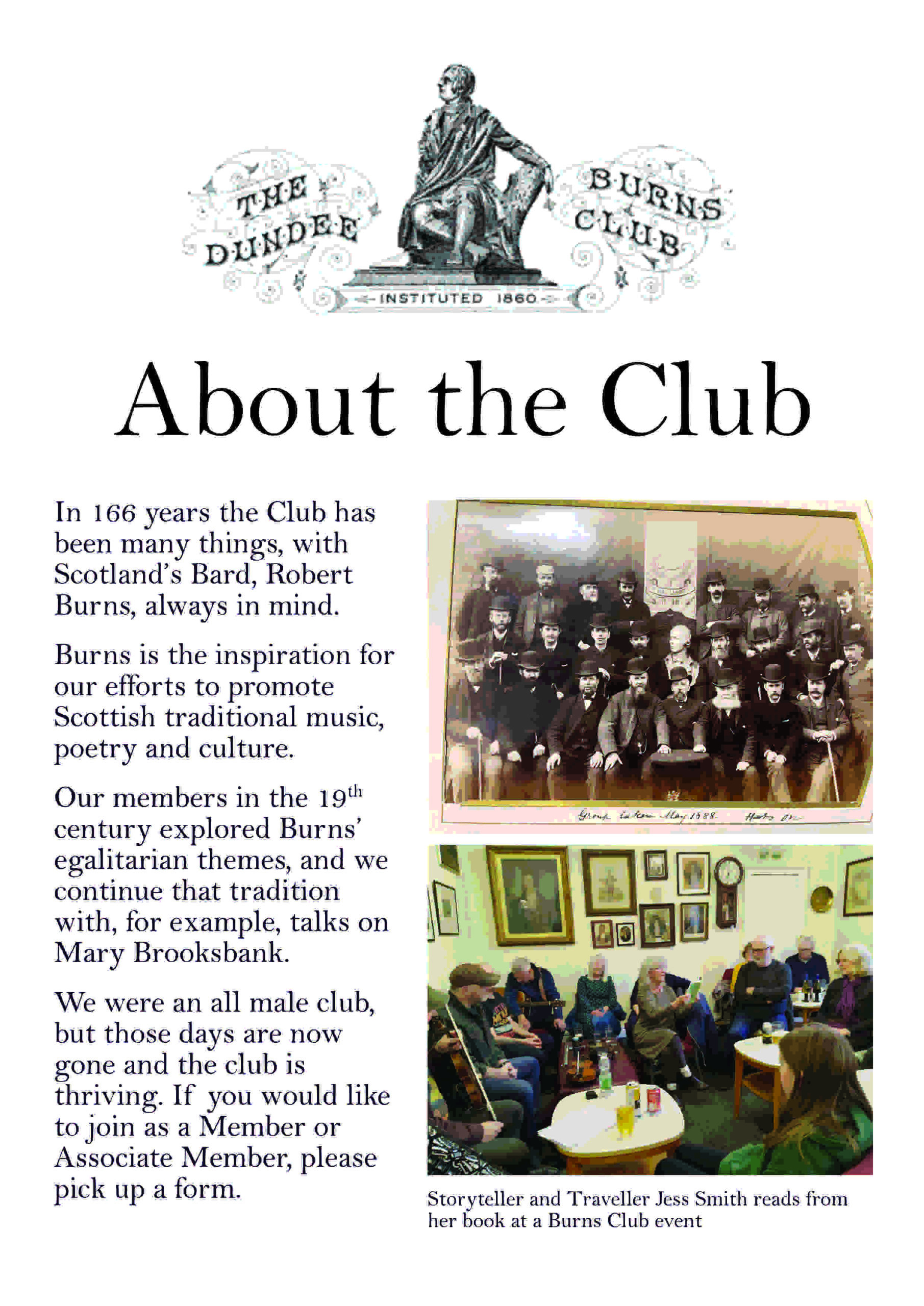 panel about Dundee Burns Club