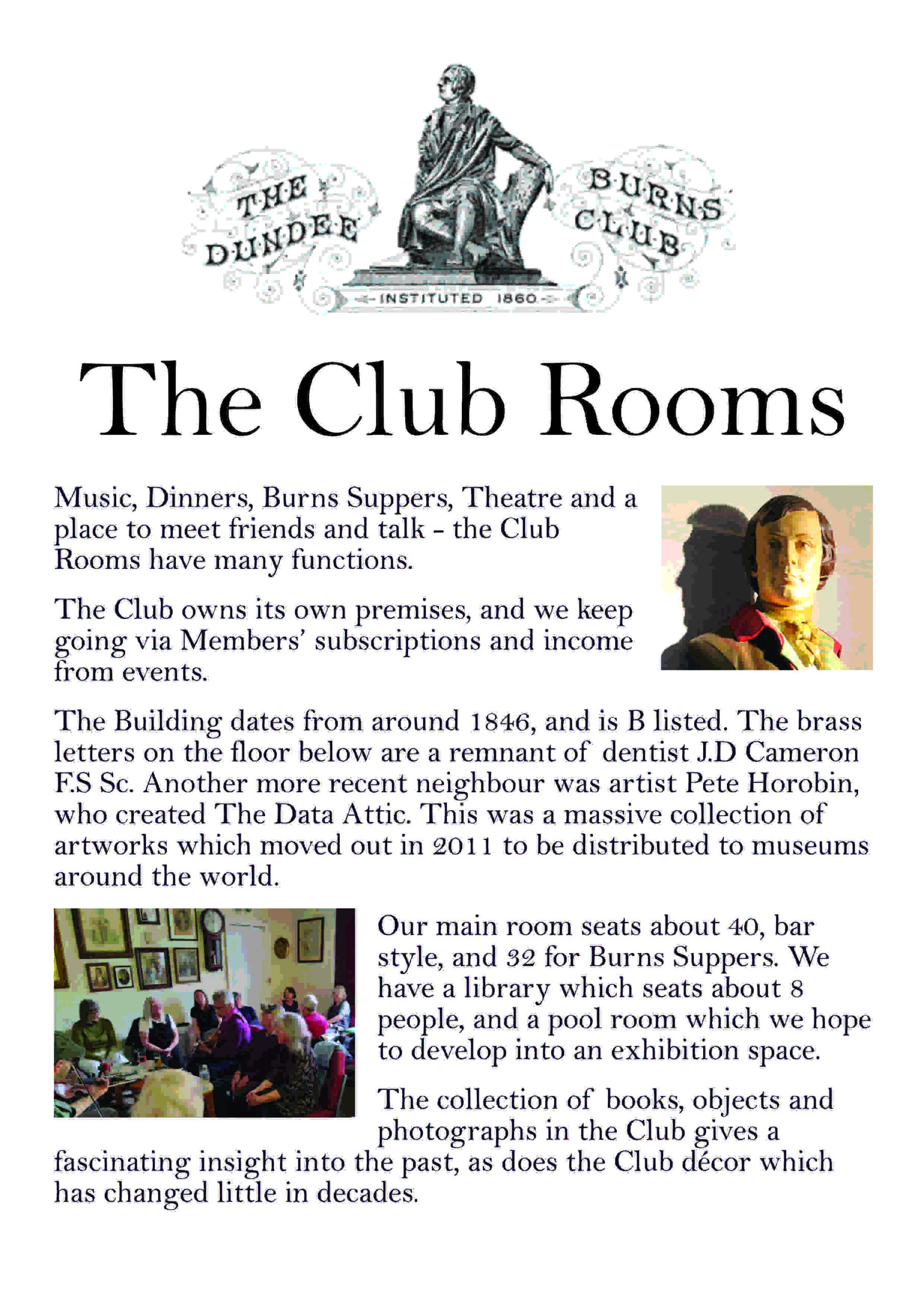 panel about Dundee Burns Club's rooms