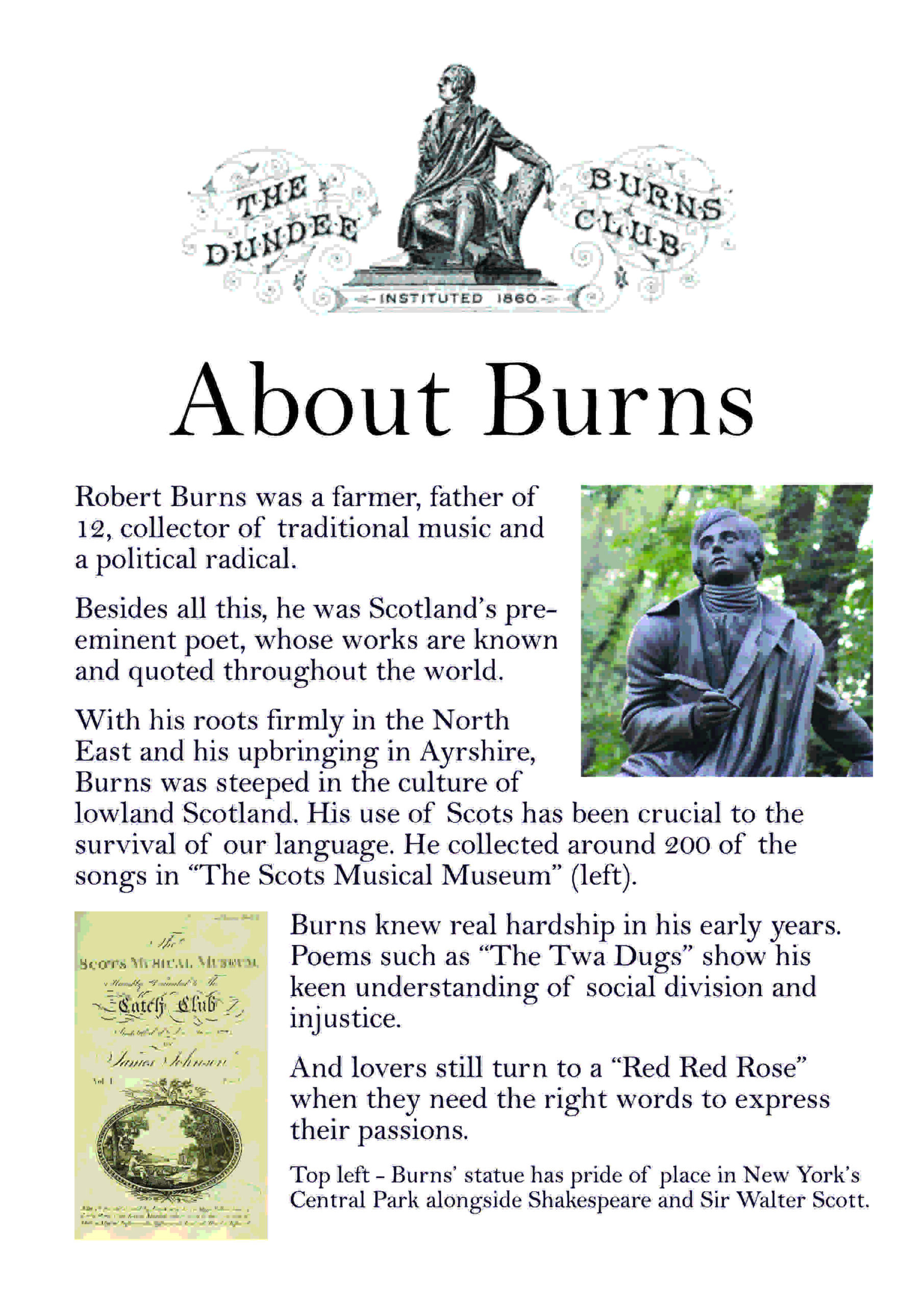 Exhibition panel: About Burns
