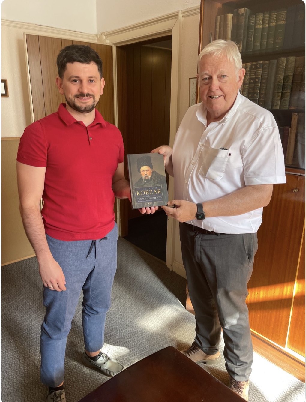 Vitalii Diakov presents the club with The Complete Kobzar, the poetry of Taras Shevchenko